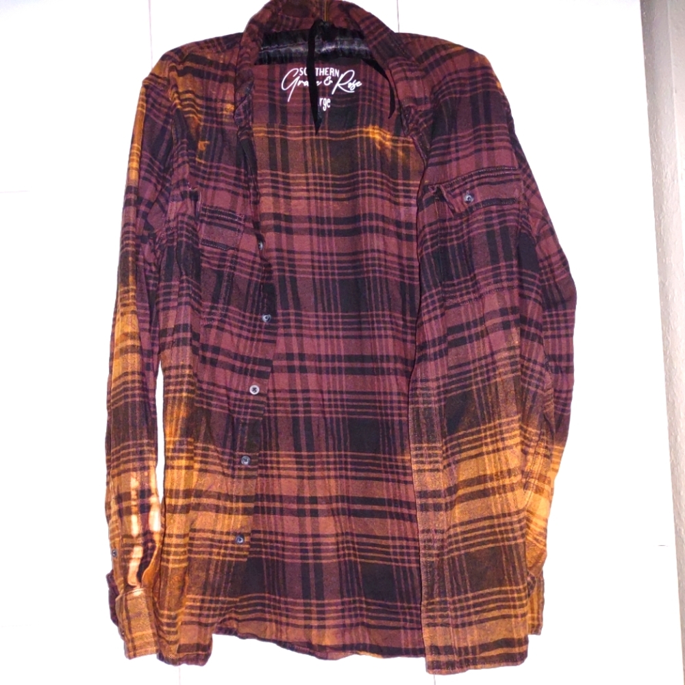 Southern Grace & Rose bleached plaid flannel